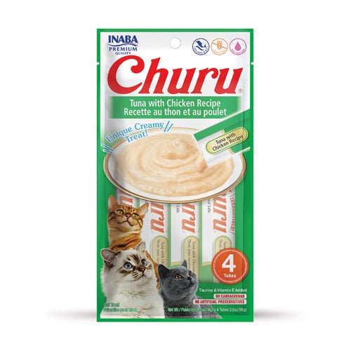 Inaba Cat Treat Churu Tuna with Chicken Recipe 4 count