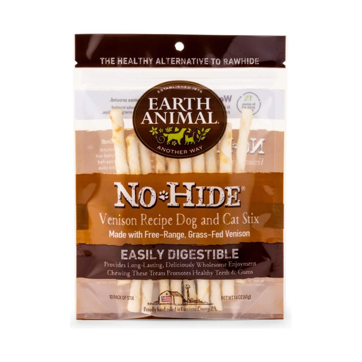 Earth Animal Dog Treat No-Hide Venison STIX 10 count