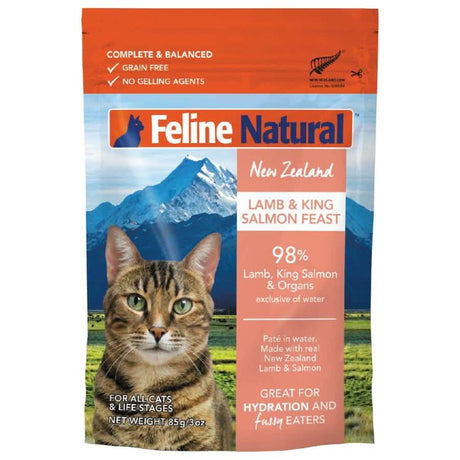 Feline Natural Wet Cat Food Pouch Lamb &amp; King Salmon Feast