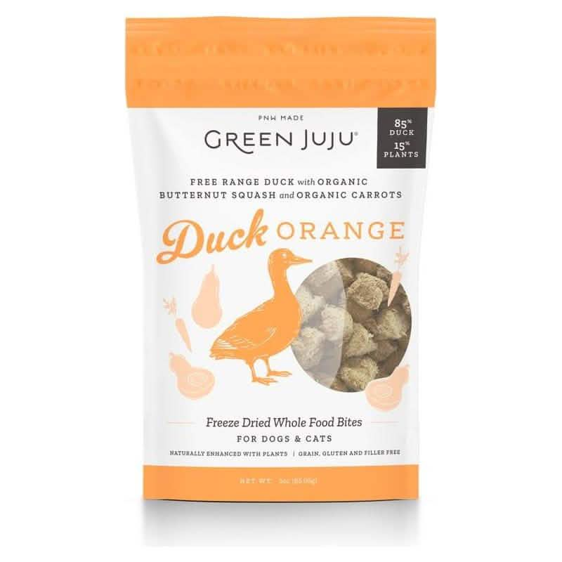 Green Juju Dog & Cat Food Topper Freeze-Dried Duck Orange