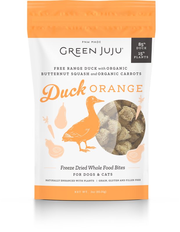 Green Juju Dog & Cat Food Topper Freeze-Dried Duck Orange