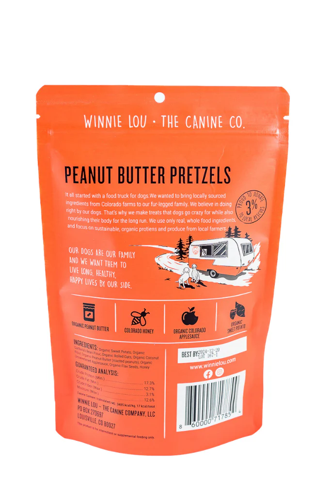 Winnie Lou Dog Treat Peanut Butter Pretzels