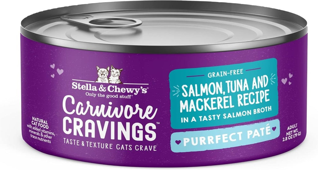 Stella & Chewy's Wet Cat Food Carnivore Cravings Purrfect Paté Salmon, Tuna and Mackerel Recipe