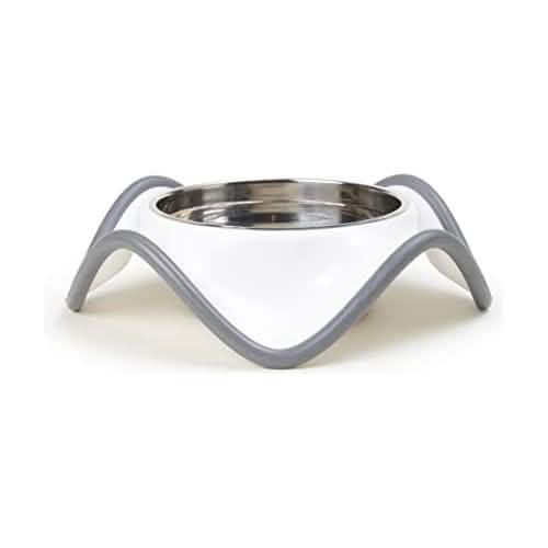 PetRageous Designs Stainless Steel Milos White 4-Cup Bowl for Cats and Dogs