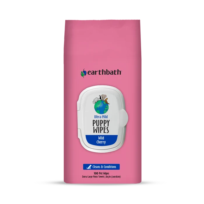 earthbath Ultra-Mild Puppy Wipes Wild Cherry