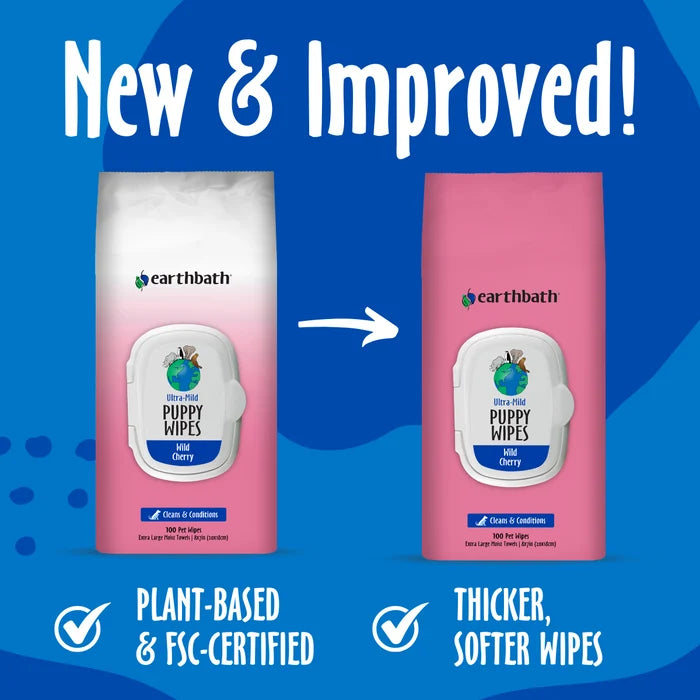 earthbath Ultra-Mild Puppy Wipes Wild Cherry