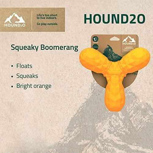 Playology Dog Medium Size Orange Squeaky Boomerang - Hound 20 Squeaker Boomerang