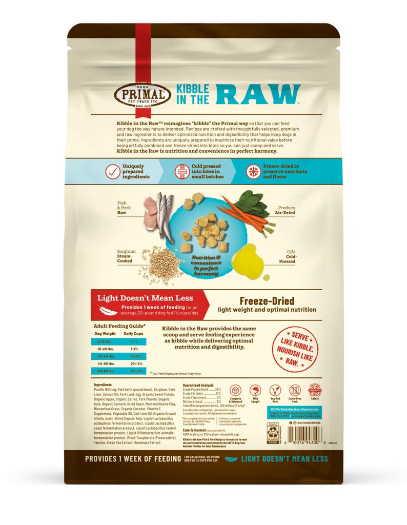 Primal Freeze-Dried Dog Food Kibble in the Raw Fish & Pork Recipe