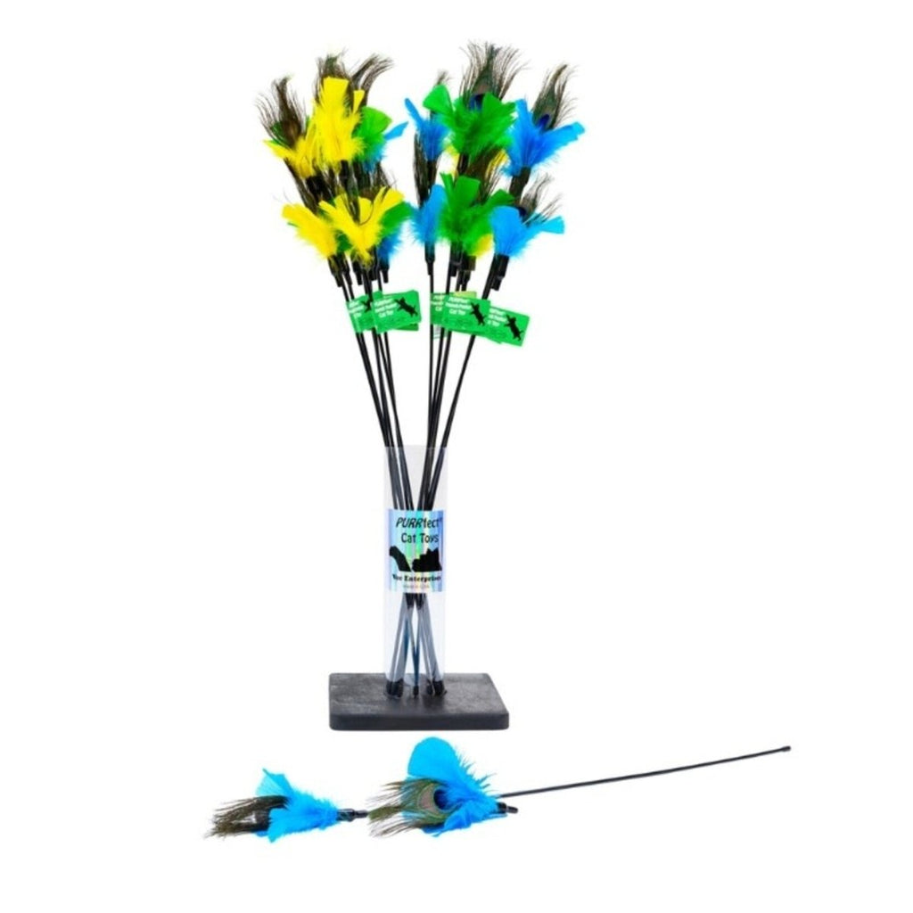 PURRfect Cat Toy Peacock Feather Wand