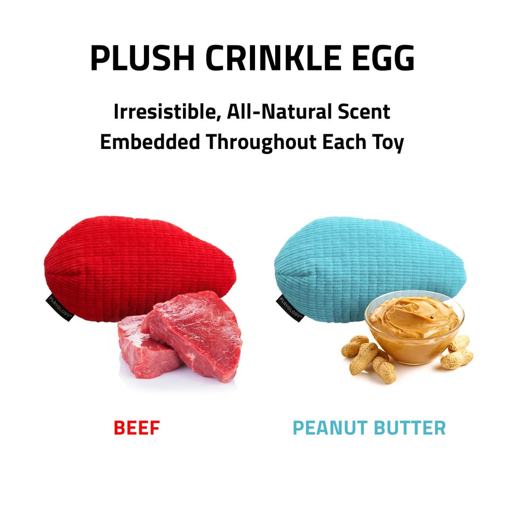 Playology Dog Toy Plush Crinkle Egg - Beef Scent