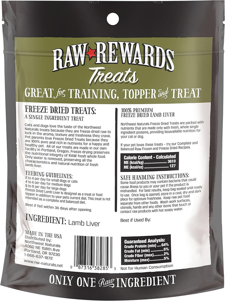 Raw Rewards Dog & Cat Treat Freeze Dried Lamb Liver