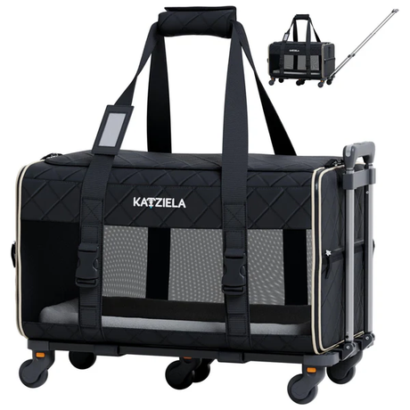 Katizela Pet Carrier Quilted Chariot with Removable Wheels