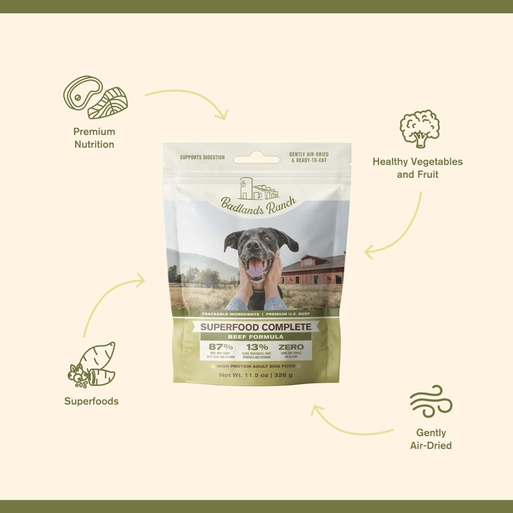 Badlands Ranch Dog Food Air-Dried Superfood Complete Beef Formula