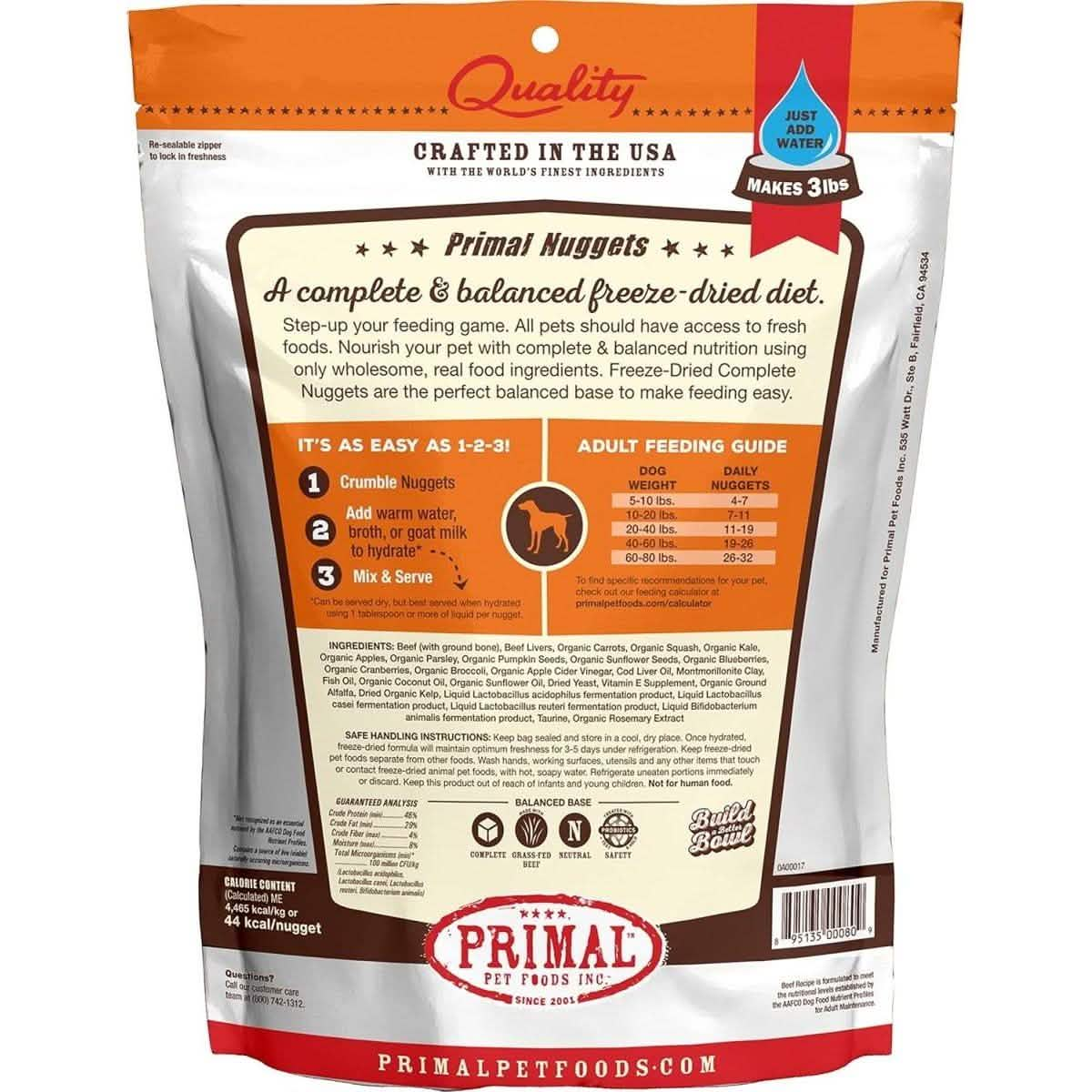 Primal Freeze-Dried Dog Food Nuggets Beef Formula