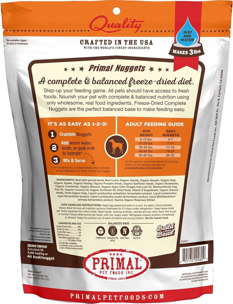 Primal Freeze-Dried Dog Food Nuggets Beef Formula