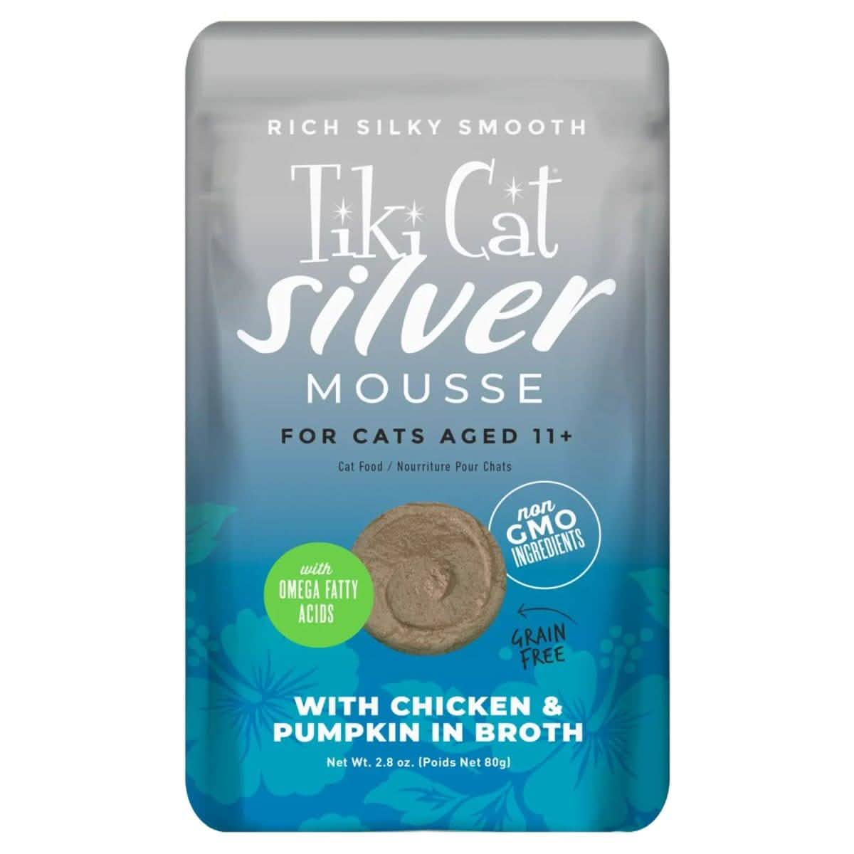 Tiki Cat Silver Mousse with Chicken & Pumpkin in Broth for Cats Aged 11+