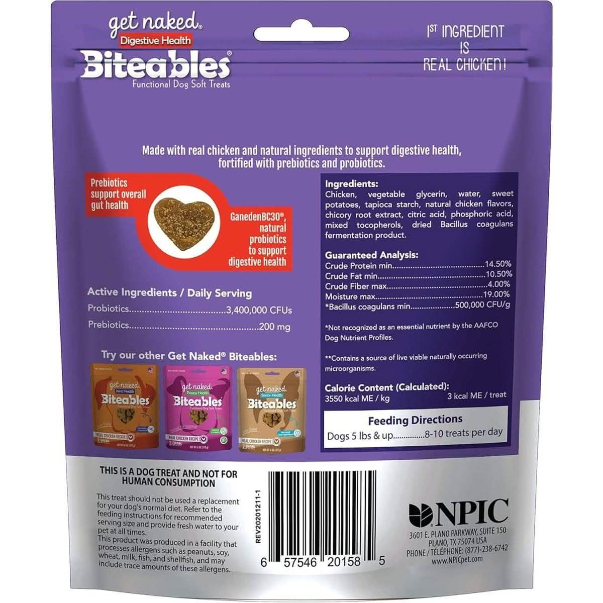 Get Naked Dog Treat Digestive Health Biteables Real Chicken Recipe