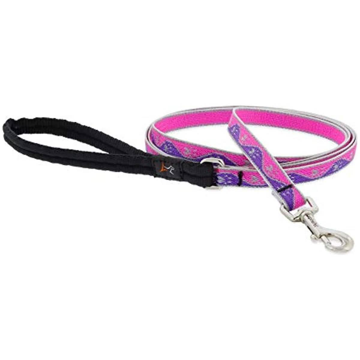 Lupine 6-Foot Dog Leash in Pink Paws Design, 1/2 Width