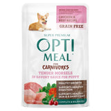 Opti Meal Wet Dog Food for Carnivores Tender Morsels in Savory Sauce Chicken & Beef Recipe for Puppies