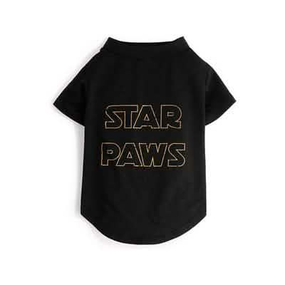 Fabdog Star Paws Dog T-Shirt in Black, X-Small Size