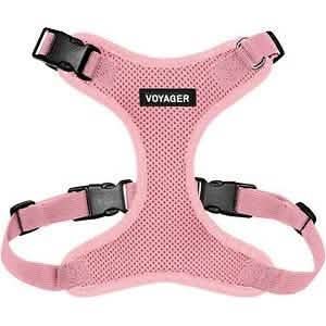 Voyager Dog Harnesses - Step In Lock Dog Harness in Pink with Pink Trim Size S