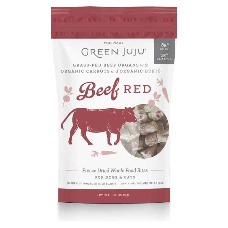 Green Juju Dog & Cat Food Topper Freeze-Dried Beef Red