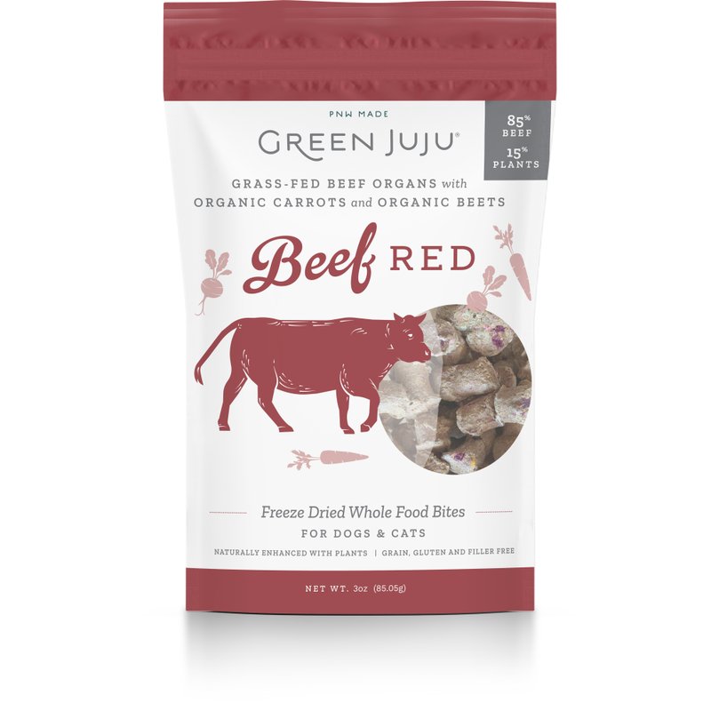 Green Juju Dog & Cat Food Topper Freeze-Dried Beef Red