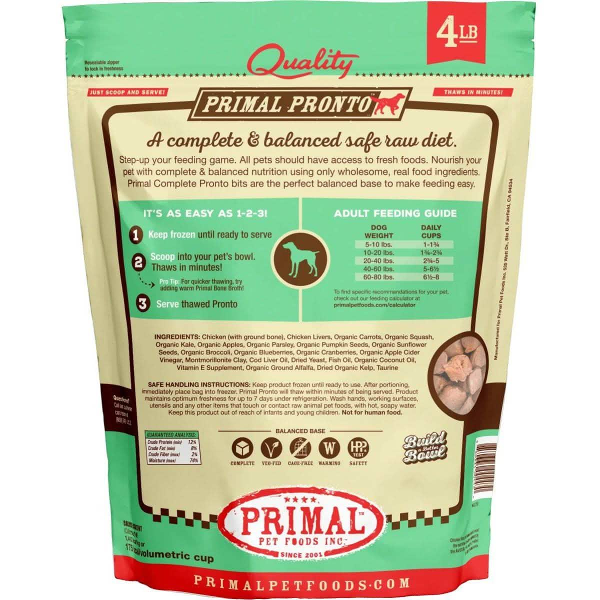 Primal Raw Frozen Dog Food Pronto Chicken Formula