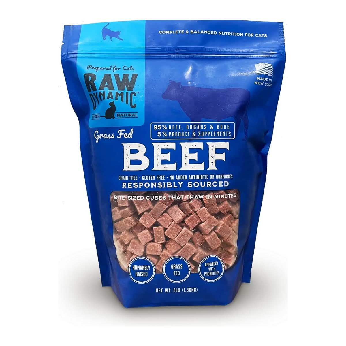 Raw Dynamic Raw Frozen Cat Food Grass Fed Beef Formula