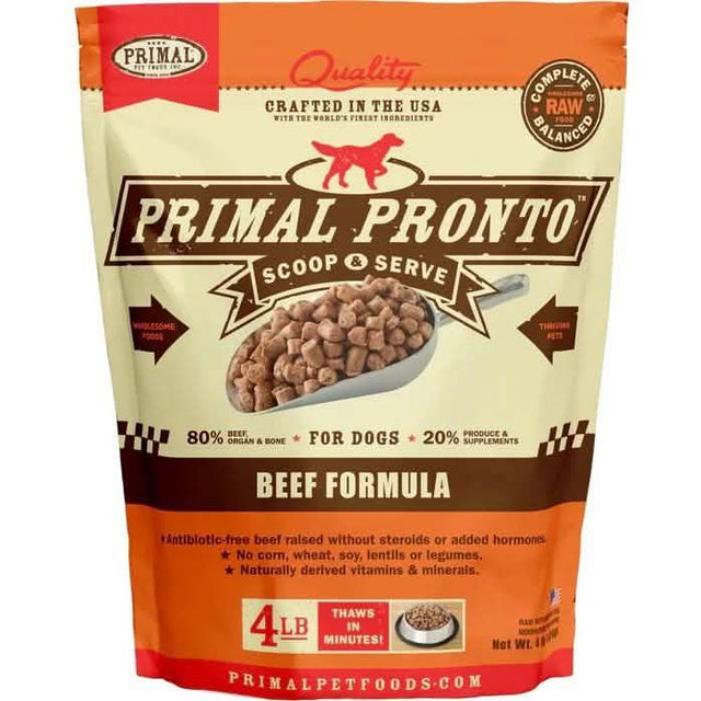 Primal Raw Frozen Dog Food Pronto Beef Formula