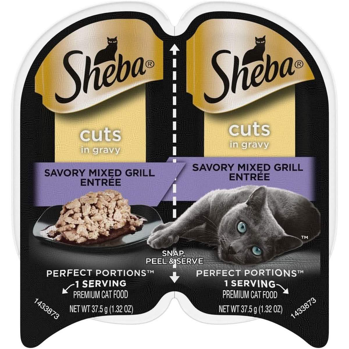 Sheba Wet Cat Food Perfect Portions Cuts in Gravy Savory Mixed Grill Entrée