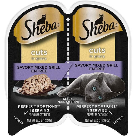 Sheba Wet Cat Food Perfect Portions Cuts in Gravy Savory Mixed Grill Entrée