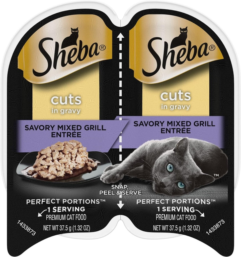 Sheba Wet Cat Food Perfect Portions Cuts in Gravy Savory Mixed Grill Entrée