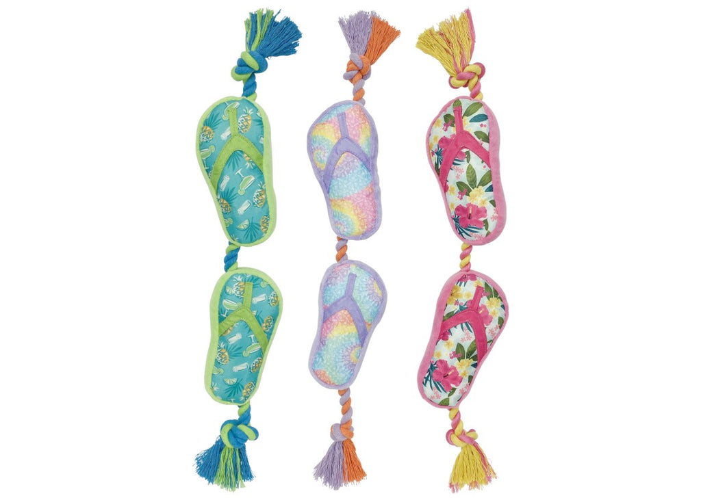 Multipet Dog Toy Margaritaville Flip Flop Ropes - Assorted Colors