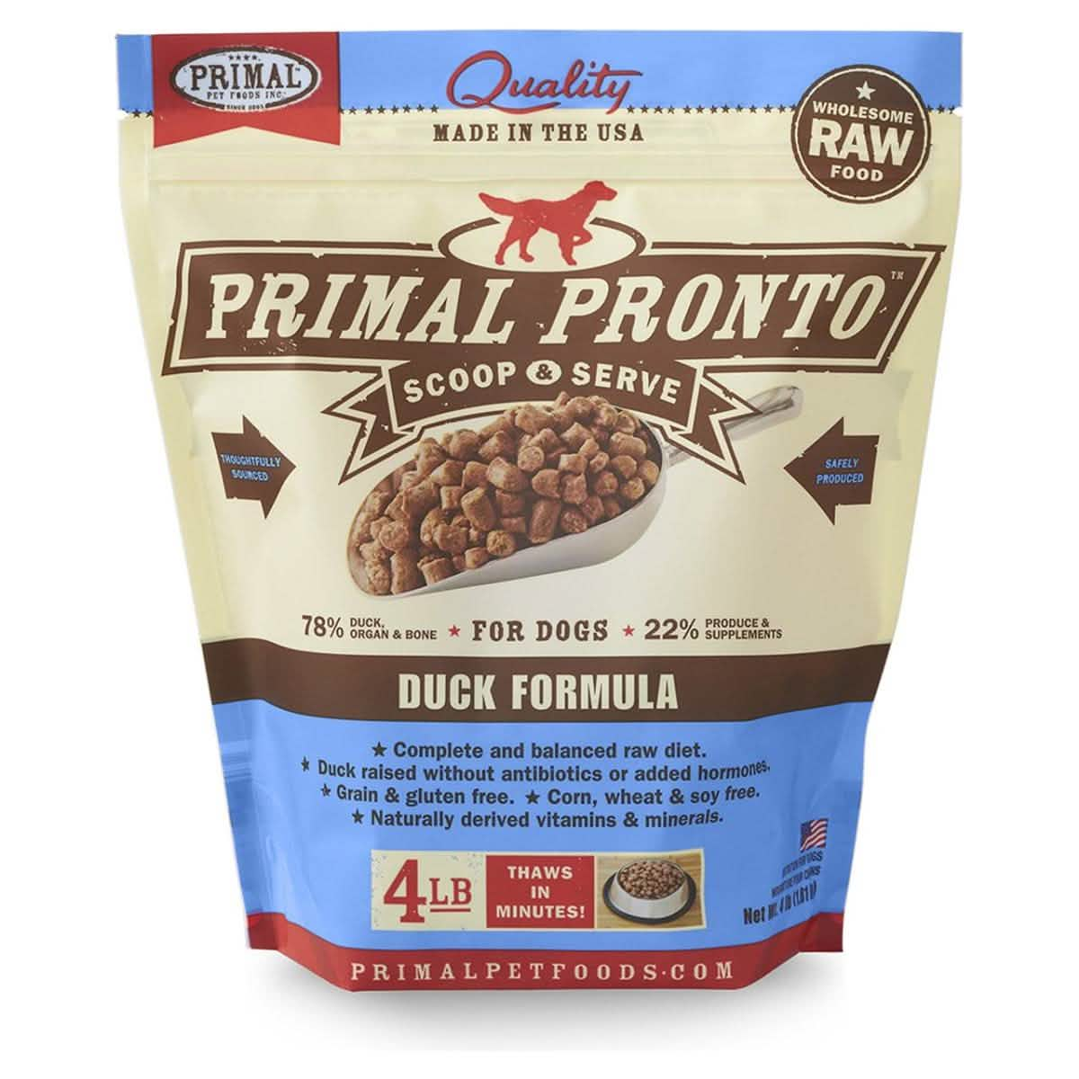 Primal Raw Frozen Dog Food Pronto Duck Formula