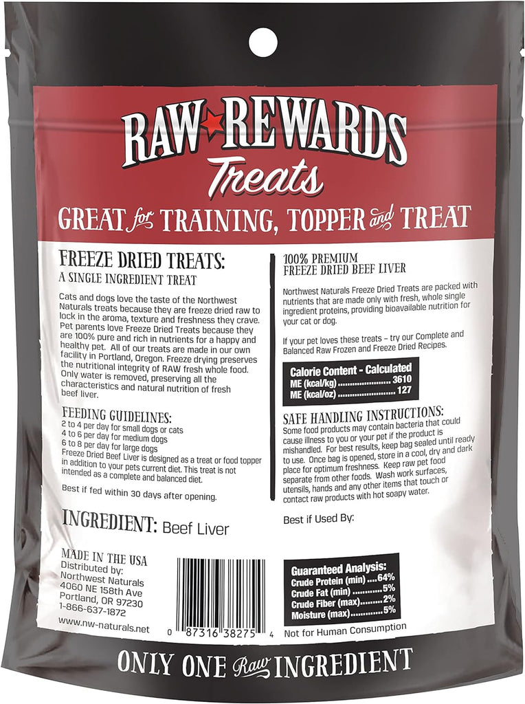 Raw Rewards Dog & Cat Treat Freeze Dried Beef Liver