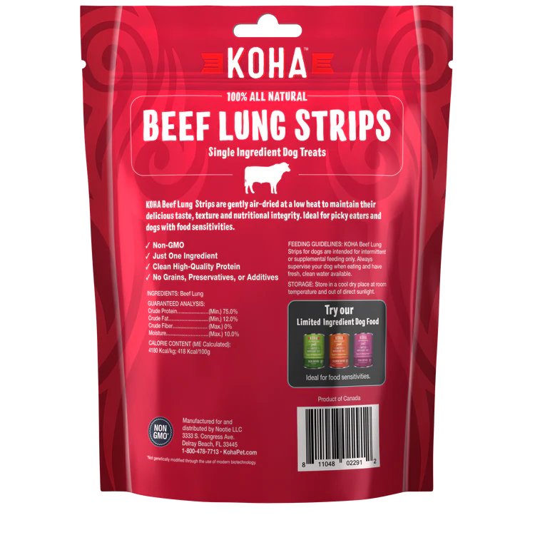 Koha Dog Treat Air Dried Beef Lung Strips