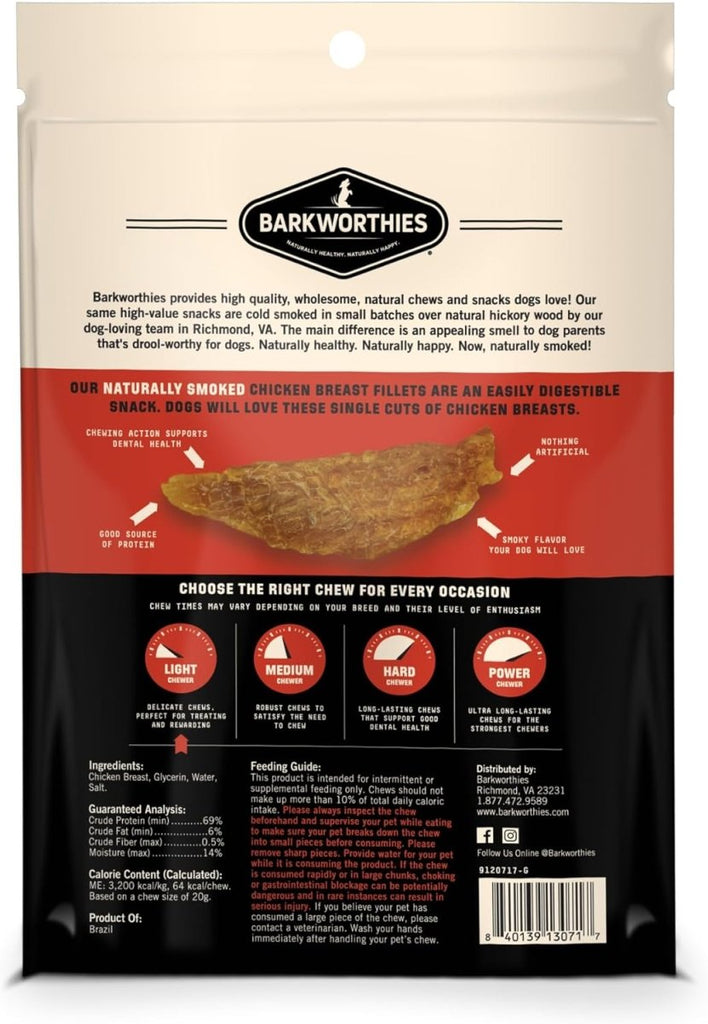 Barkworthies Dog Treat Naturally Smoked Chicken Breast Fillet