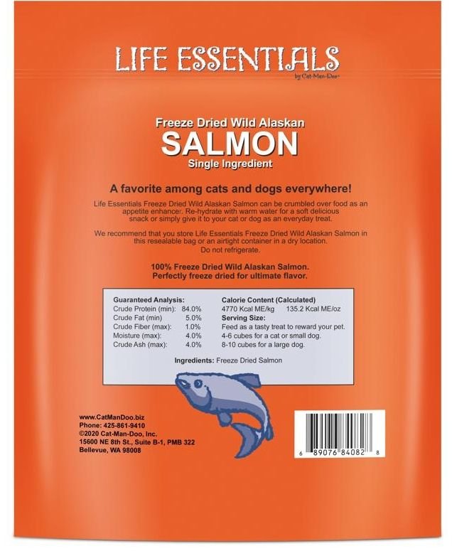 Cat-Man-Doo Dog Treat Life Essentials Freeze-Dried Wild Alaskan Salmon