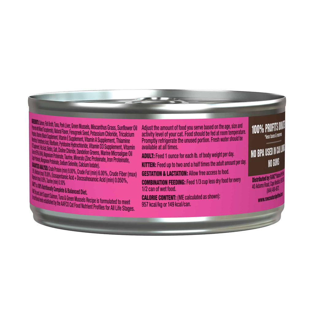 RAWZ Hip & Joint Support Salmon, Tuna & Green Mussels Recipe Cat Food with EPA & DHA