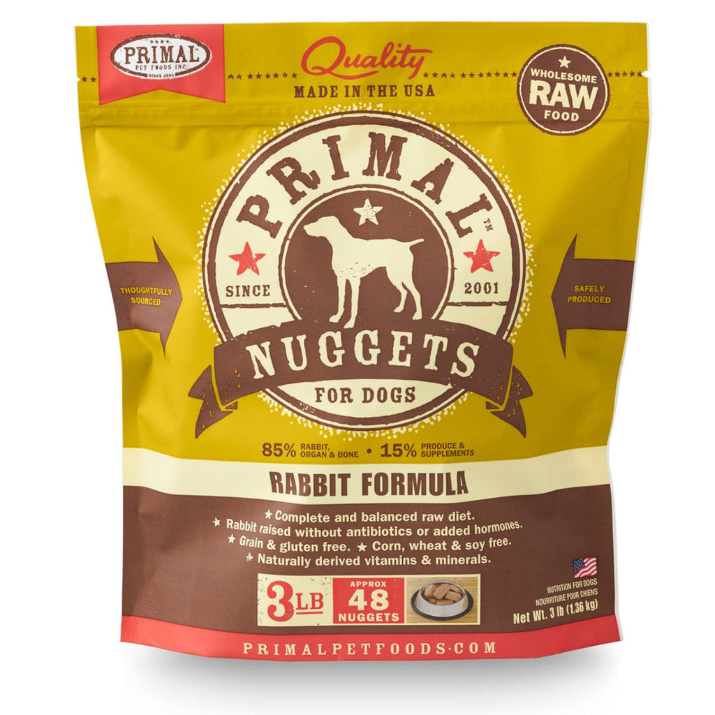 Primal Raw Frozen Dog Food Nuggets Rabbit Formula