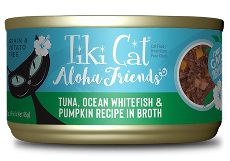 Tiki Cat Aloha Friends Tuna, Ocean Whitefish & Pumpkin Recipe in Broth Cat Food