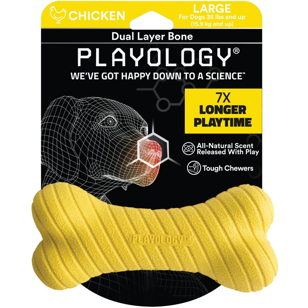 Playology Dog Toy Dual Layer Bone - Chicken Scent