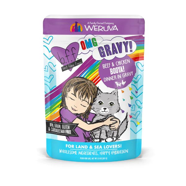 Weruva Wet Cat Food Pouch BFF OMG Booya! Beef & Chicken Dinner in Gravy