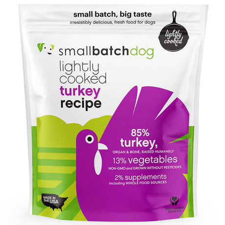 SmallBatch Lightly Cooked Frozen Dog Food TurkeyBatch Sliders