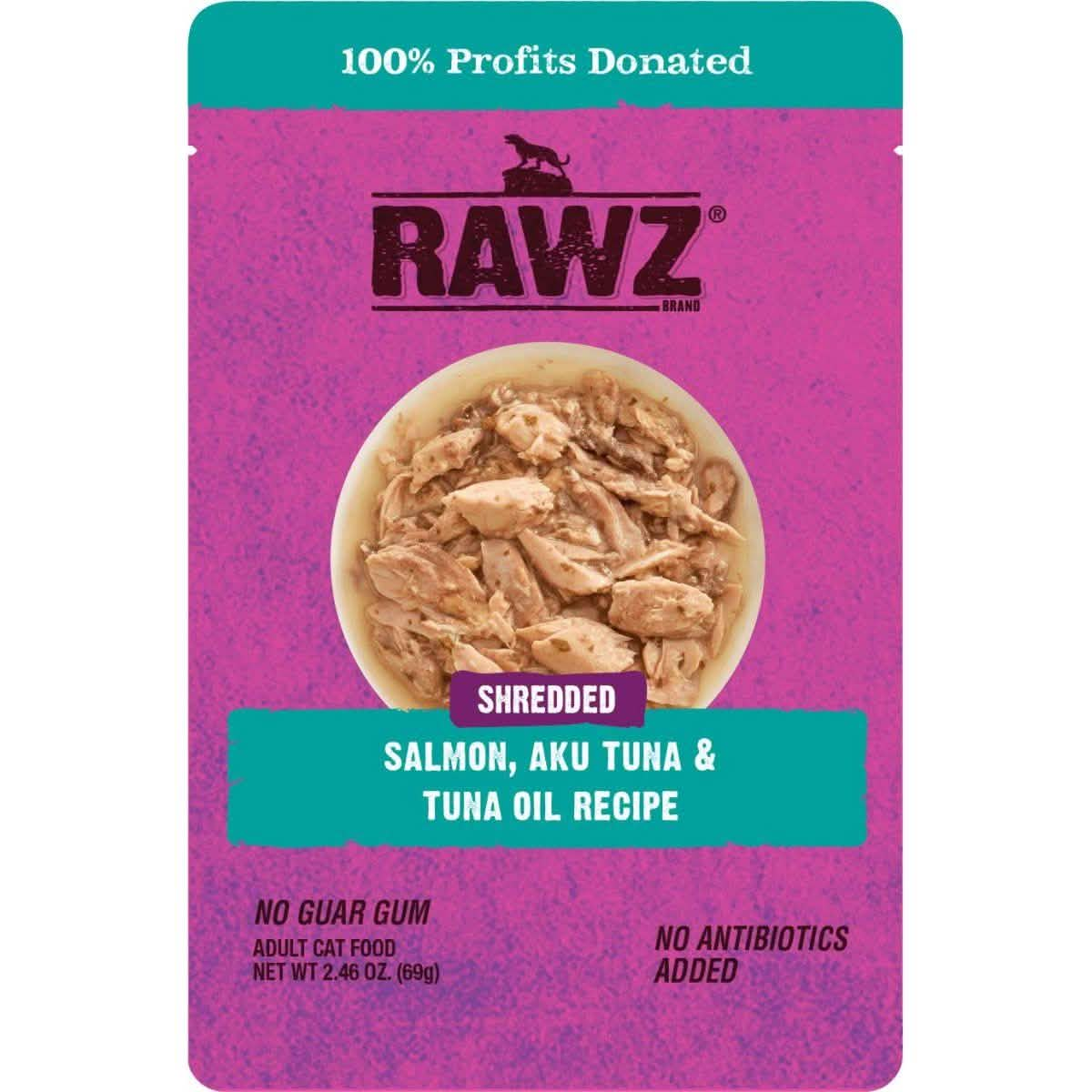 RAWZ Shredded Salmon, Aku Tuna & Tuna Oil Recipe Adult Cat Food