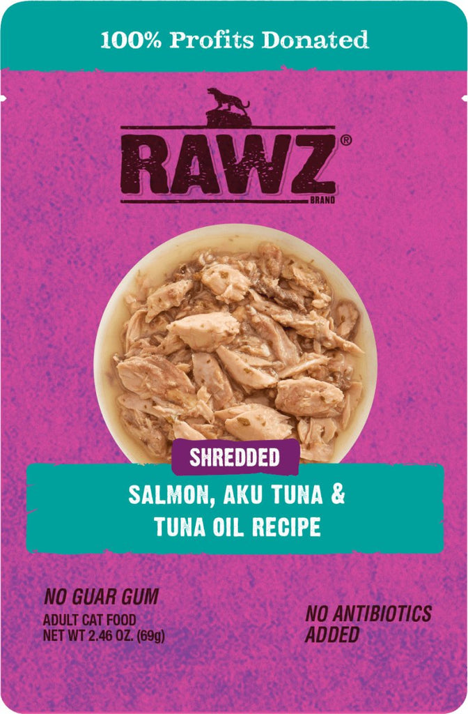 RAWZ Shredded Salmon, Aku Tuna & Tuna Oil Recipe Adult Cat Food