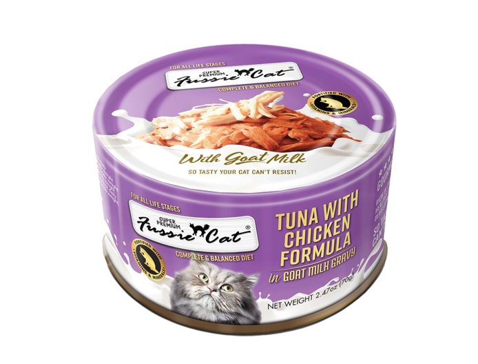 Fussie Cat Wet Cat Food Tuna with Chicken Formula in Goat Milk Gravy