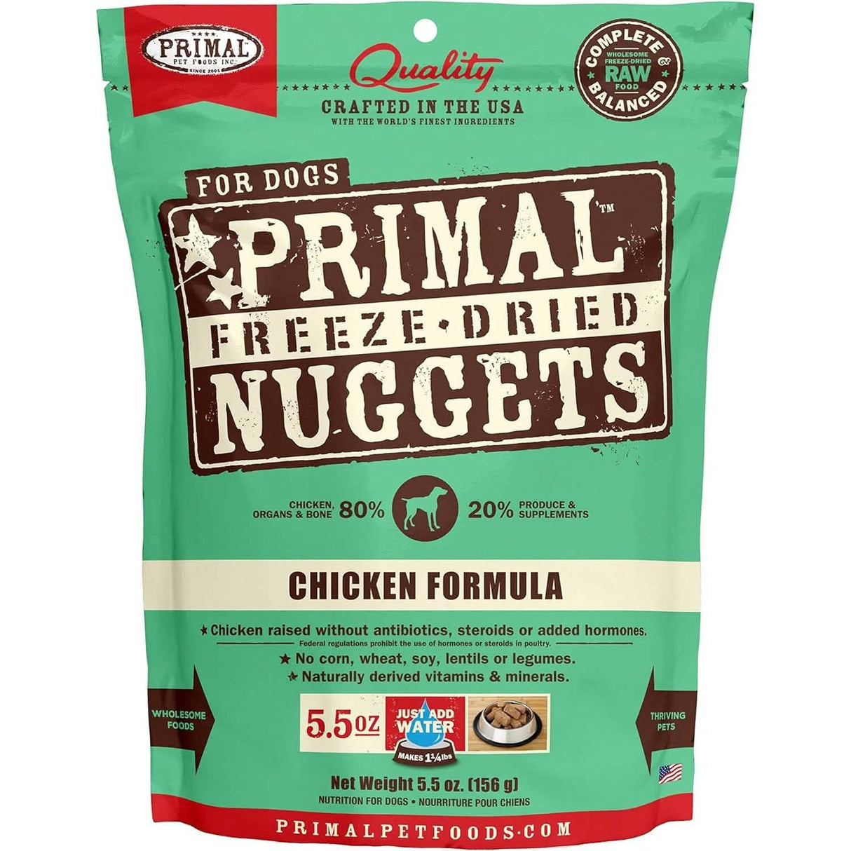 Comida para perros liofilizada Primal en forma de nuggets con fórmula de pollo