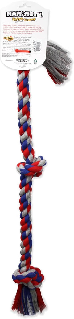 Mammoth Dog Toy Flossy Chews 3 Knot Tug Rope - Assorted Colors and Sizes